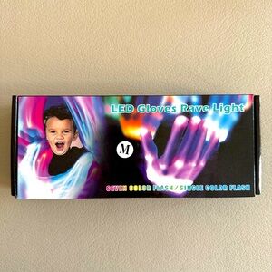 Seven Color Flash LED Gloves | Flap Board Book | Rave Gloves | NEW